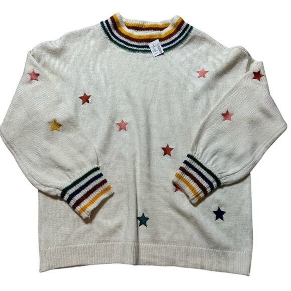 Maurices Star Crew Neck Pullover Sweater‎ Striped Long Sleeve Size Large - Picture 1 of 6
